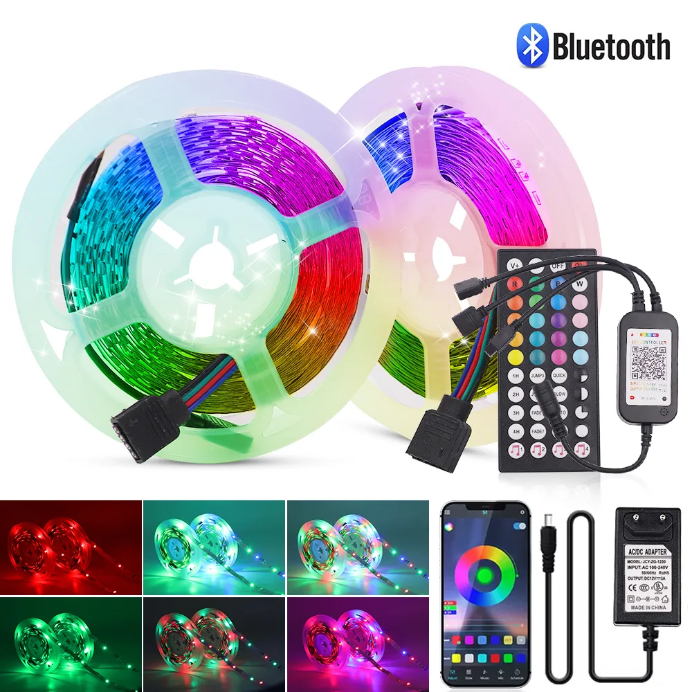 Tira de luces LED RGB con Control por Bluetooth cinta Flexible de luz con fuente de.jpg